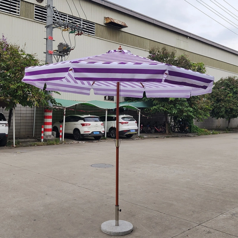 Factory Wholesale Outdoor Wood Beach Sun Garden Parasol Cafe Patio Umbrellas with Marble Base