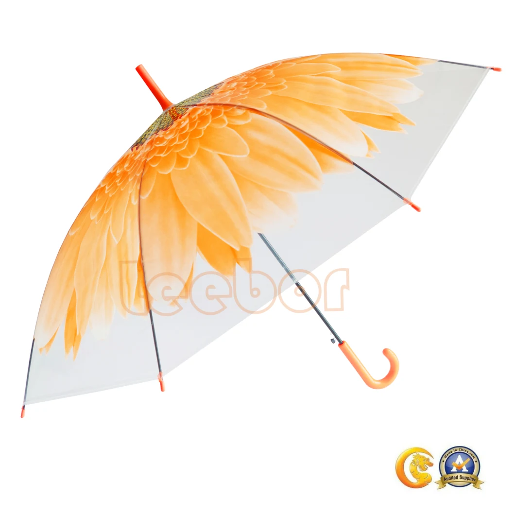 Good Quality Flower Printed Poe Umbrella/Straight Umbrella