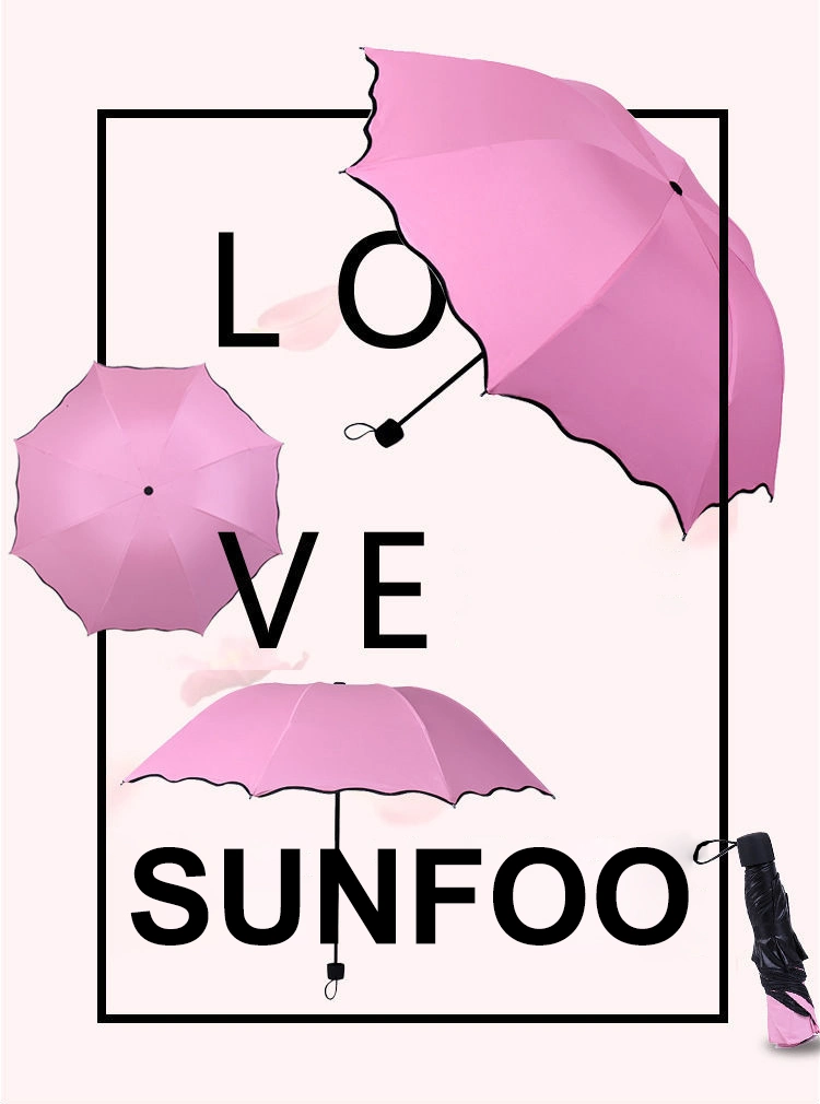 Wholesale Bulk Cheap Price Portable Anti UV Magic Printed Bloom/Flower Wet Fancy Reverse Inverted Custom Fold Rain Umbrella with Logo for Promotional/Gift