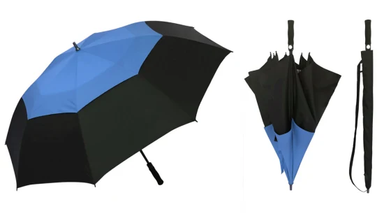 Vente en gros surdimensionné 68 pouces bleu Super grande taille double couche vent évent résistant à la pluie parapluie de golf ouvert automatique avec logo personnalisé