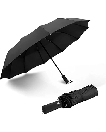 Parapluie en aluminium à poignée en bois à ouverture automatique pour homme ou famille