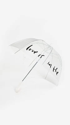 Parapluie à bulles transparent Thym de fête - Auvent à bâtons escamotables, Soleil/Pluie Voyage - Parapluie à grand dôme, L'amour est dans l'air