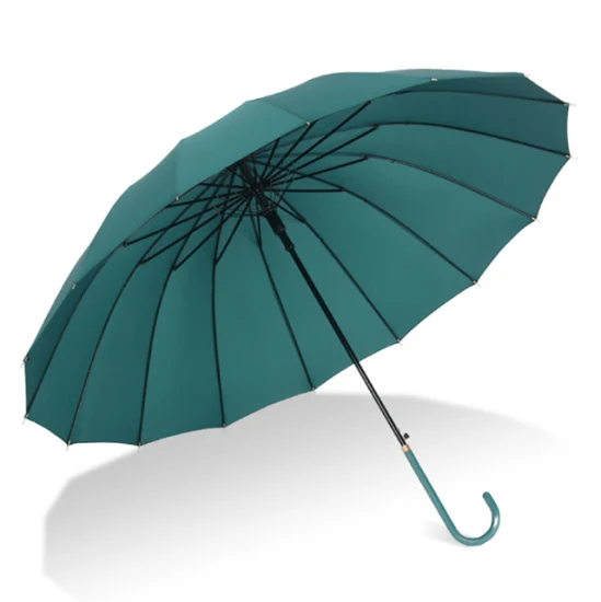 Parapluie de pluie de golf à la mode de couleur pure à long manche vert